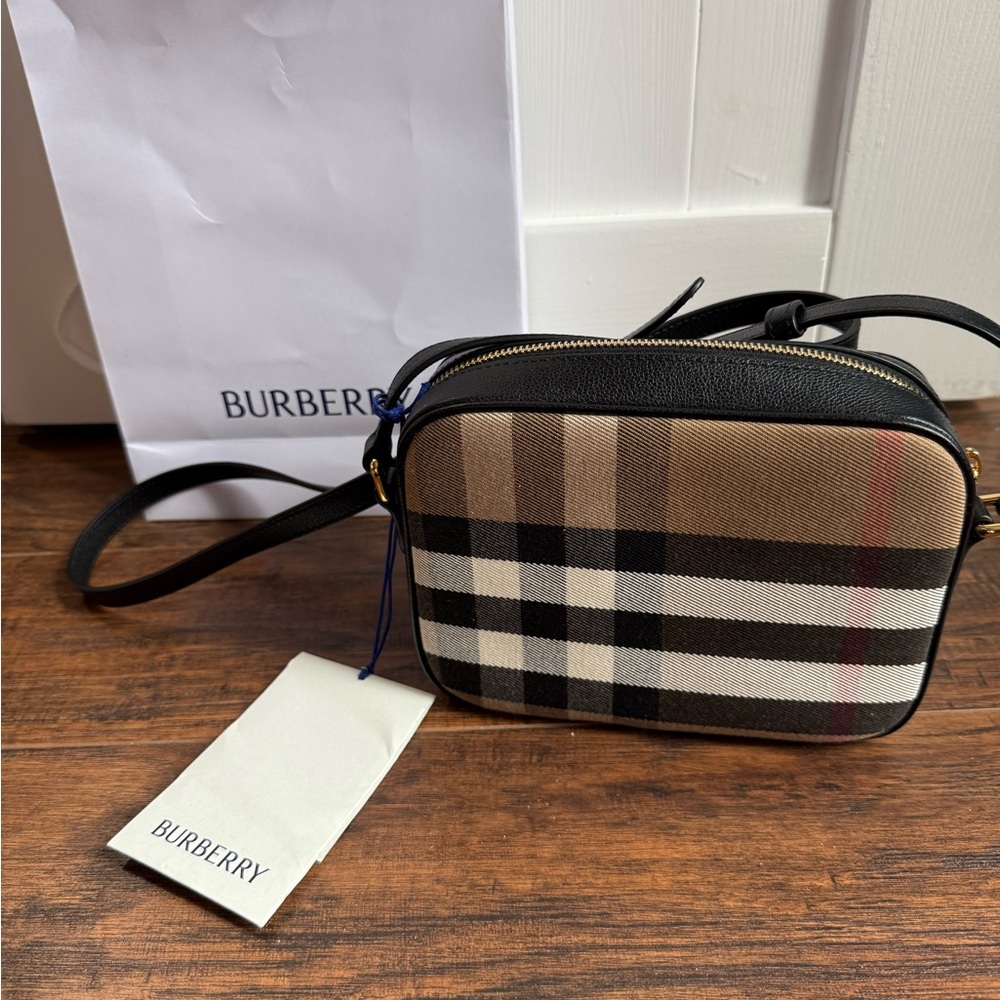 Burberry Small Camera Crossbody Bag Nova Check Canvas & Leather NWT